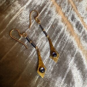 Elegant Gold and Black Dangle Earrings
